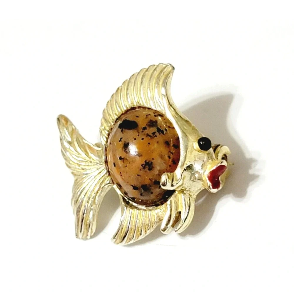 Vintage Jelly Belly‎ Fish Pin Brooch Angelfish Mid-century Figural ab1-57